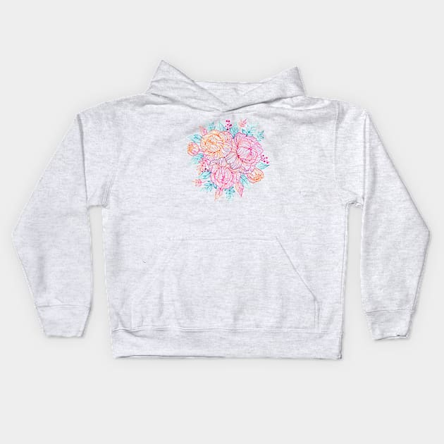 Flower Decorative Wreath Kids Hoodie by Mako Design 